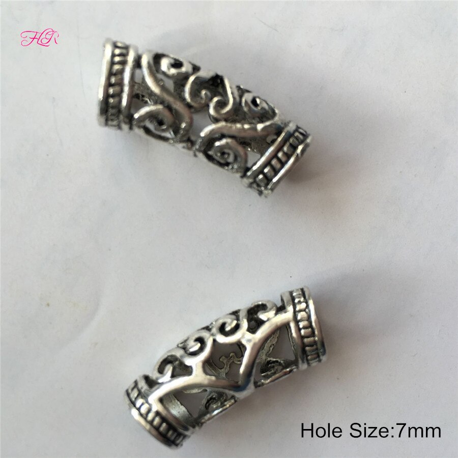 50Pcs Dreadlock Beads Adjustable Hair Braid Cuff Clip 7mm Hole Braiding Hair Micro Ring Beads Silver Ombre Hair Beads Link