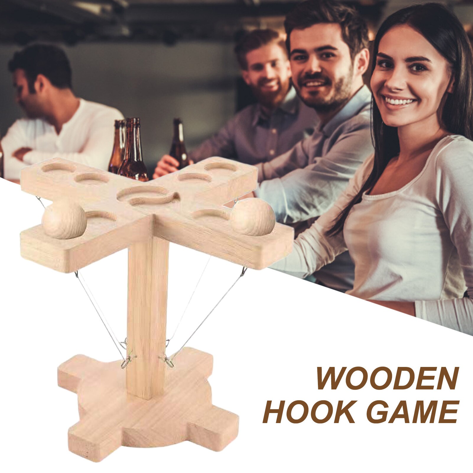 Partij Speelgoed Handgemaakte Houten Ring Toss Haken Snelle Interactief Spel Voor Bars Thuis Haak En Ring Toss Battle game