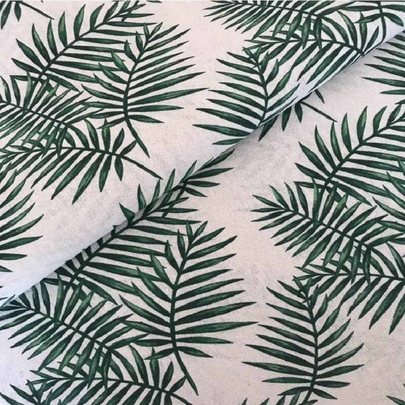 Kortfattet grøn bladtryk bomuldsstof stof slidbestandigt patchwork tekstil bomuldsstof lærred hørklæde til diy quiltning
