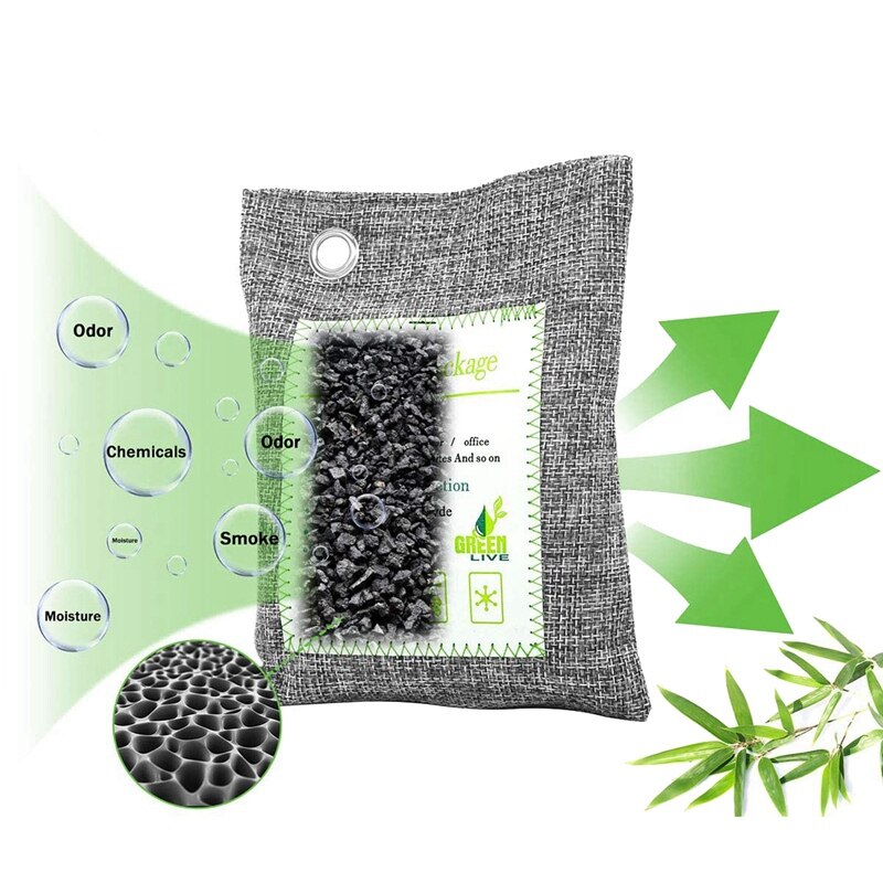 Activated Bamboo Charcoal Bags 6 Pack (1200G) Natural Eco Friendly For Home, Car,Closet,Shoes.