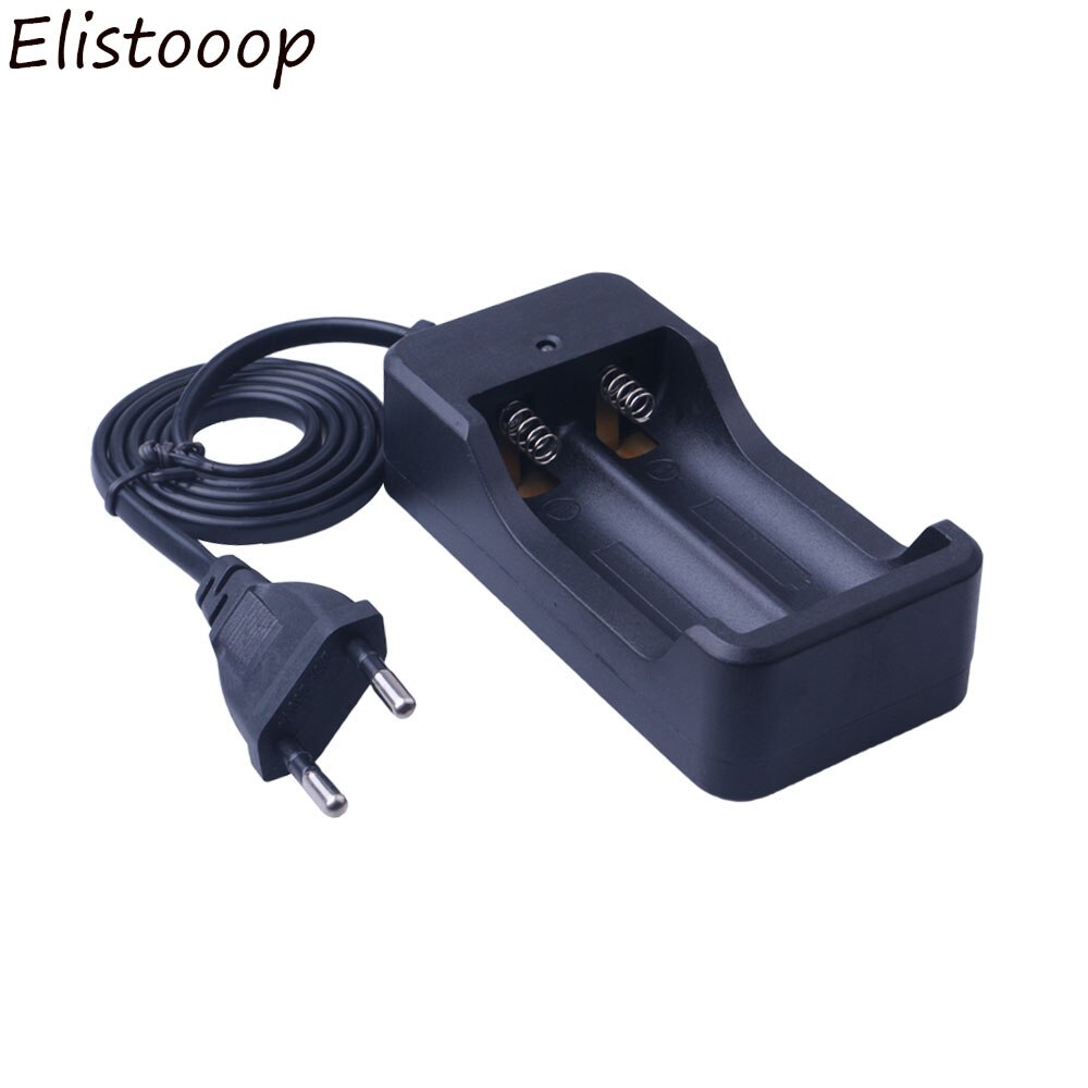 18650 Rechargeable Battery Dual Charger 2 Slot 4.2V Charger Li-ion Rechargeable BRC for Flashlight Headlight: Black-EU