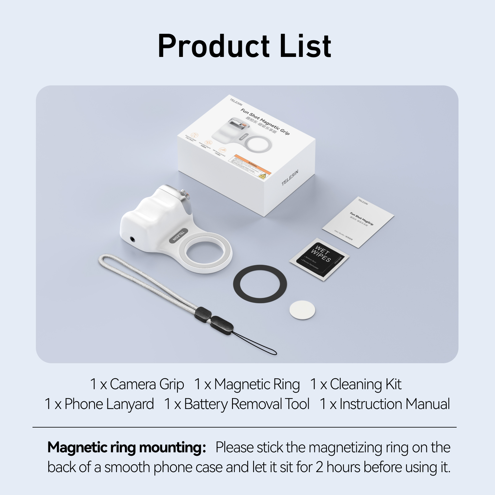 TELESIN MagSafe Camera Sluitergreep en invullichtset voor iPhone 16 Pro Max 15 14 13 OnePlus XIAOMI Android Afneembare afstandsbediening: Black