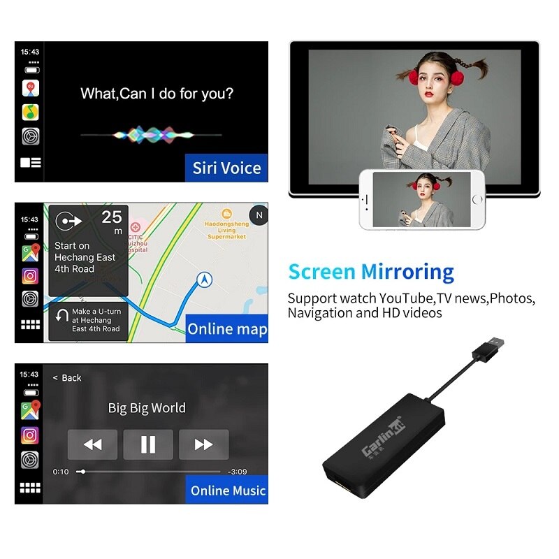 Carlinkit usb kablet smart auto carplay dongle til android bilnavigasjon til eple carplay modul smart telefon carplay adapter