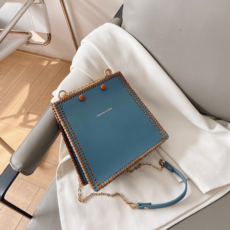 Devil' s2020 voor vriendin breien ketting enkele schouder messenger zelfgemaakte diy materiaal tas: Productblauw