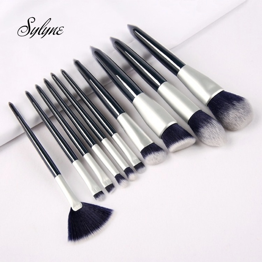 Sylyne make-up kwasten 10 stuks professionele make-up borstel set foundation blending wenkbrauw make up brush kit tools.