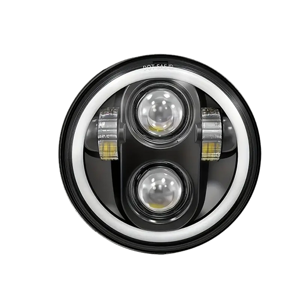 5 x 3/4 " 5.75 auton led-ajovalot kaukovaloilla ja lähivaloilla, oranssi vilkku, valkoinen päiväajovalo, moottoripyörän  h4 5 3/4 led-ajovalojen halorengas: Valkoinen