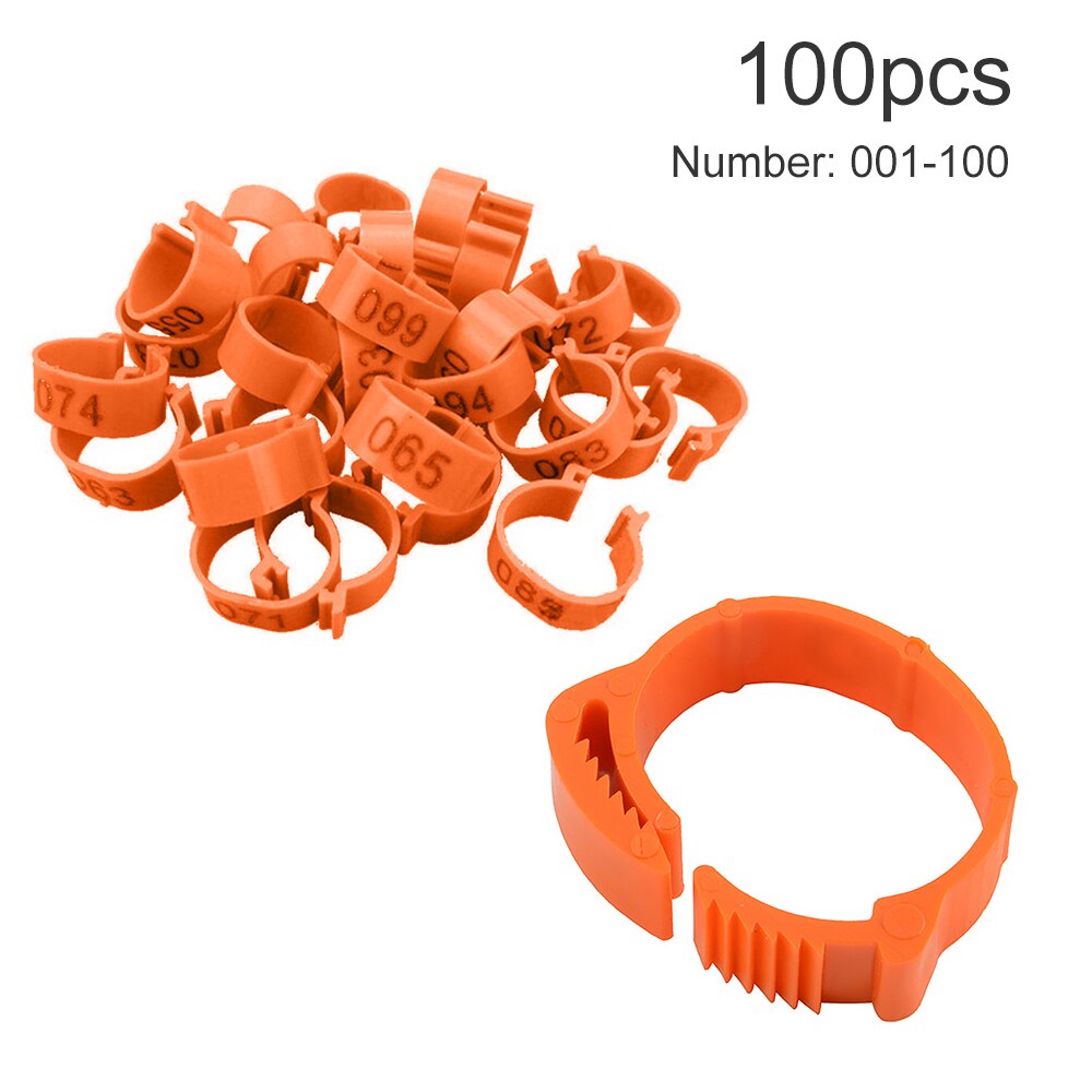 100PCS Chicken Leg Bands Chicken Poultry Rings 4 Colors Pigeon Geese Quail Bird Ring Carry tools Feeding Logo Poultry Ring Bird: 03