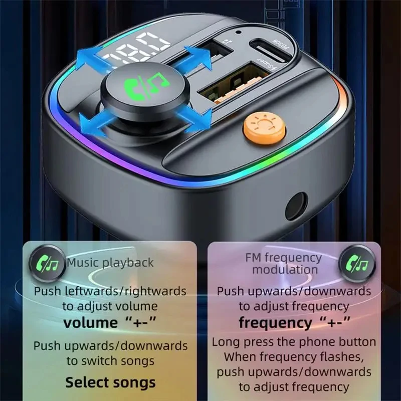 El mejor transmisor FM Bluetooth 5,3, modulador de Radio auxiliar manos libres para coche, reproductor MP3 con adaptador de carga rápida, accesorios para automóvil,