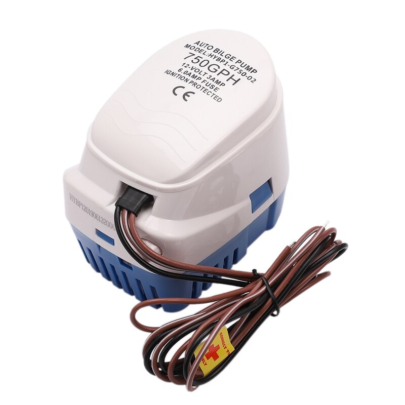 12V 750GPH Marine Submersible Pump Automatic Float Pump with Float Switch Marine / Bait Bin / Fish