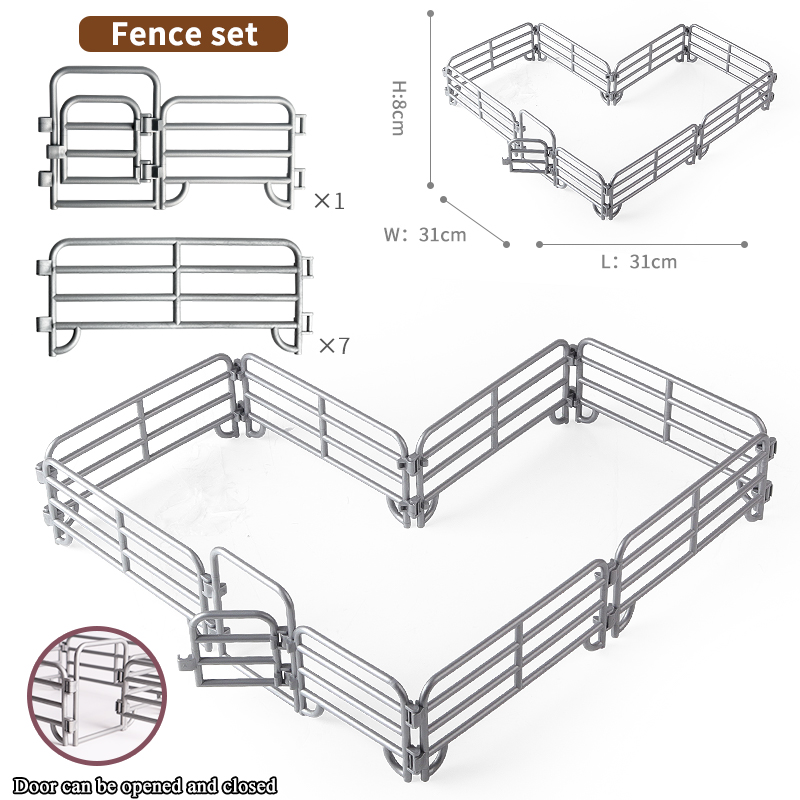 Oenux Simulatie Boerderij Hek Scène Speelgoed Bomen Huis Boer Eenhoorn Dieren Model Miniatuur Ambachtelijke Woondecoratie Schattige Kindercadeau: GRIJS