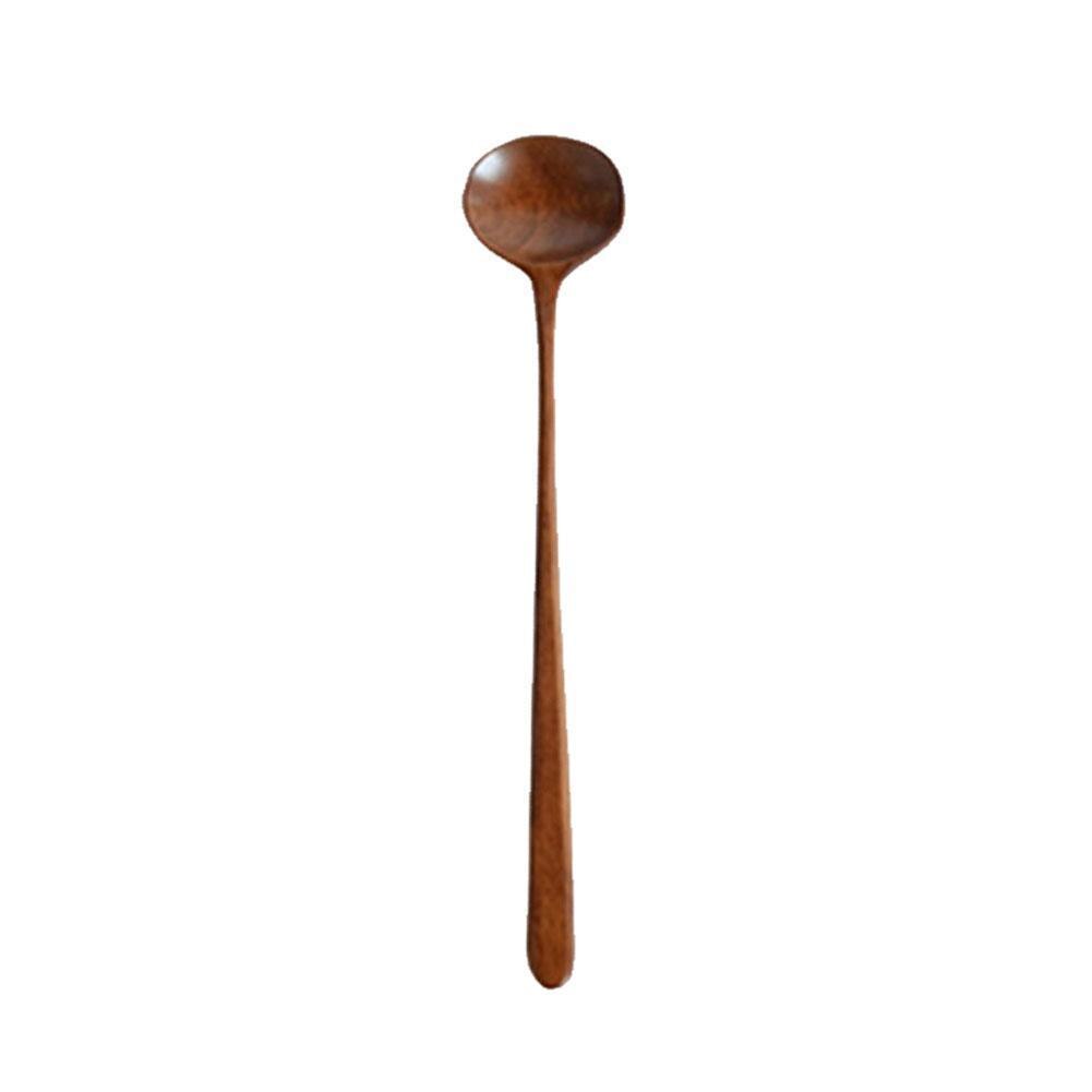 Japanese Style Wooden Soup Spoon With Long Straight For Picnic Handle Spoon Sauce Carry And Easy And To Mouth Suitable Wide T2B3