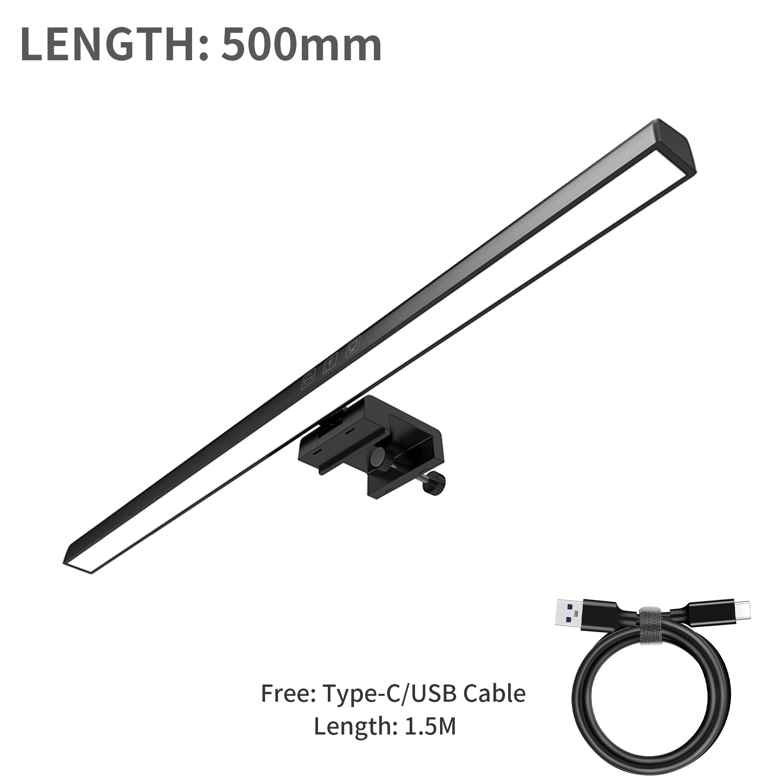 300/500mm led computer bureau schermbalk lamp traploos dimmen usb oplaadbare lamp leeslamp draagbare high touch lamp: Grijs