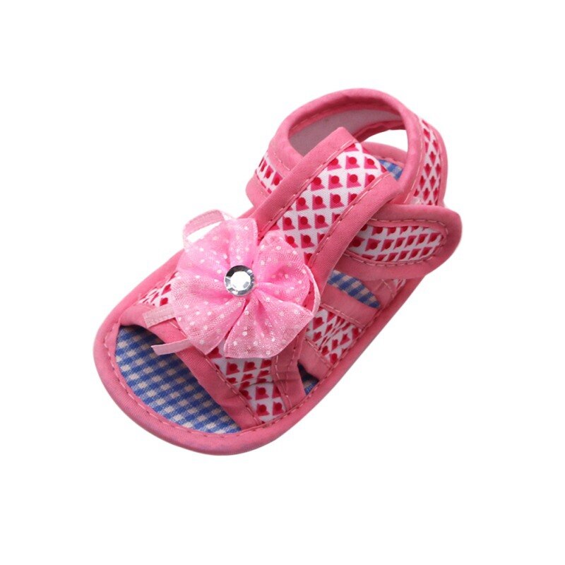 Babymeisjesschoentjes met gaasbloemen en geometrische print, zachte zool en antislip