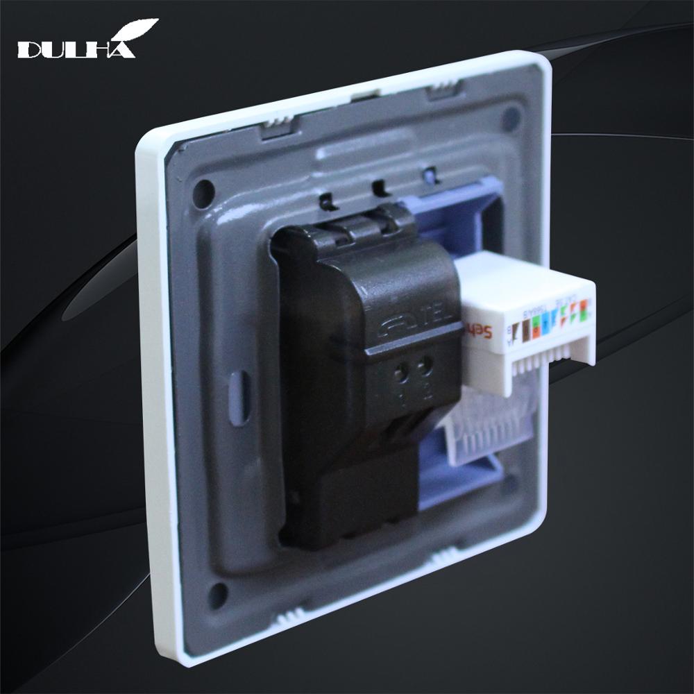 Telephone And Computer Wall Socket Double Port RJ45 Internet CAT5 Data Network Jack Plug + RJ11 TEL Universal Electrical Outlet
