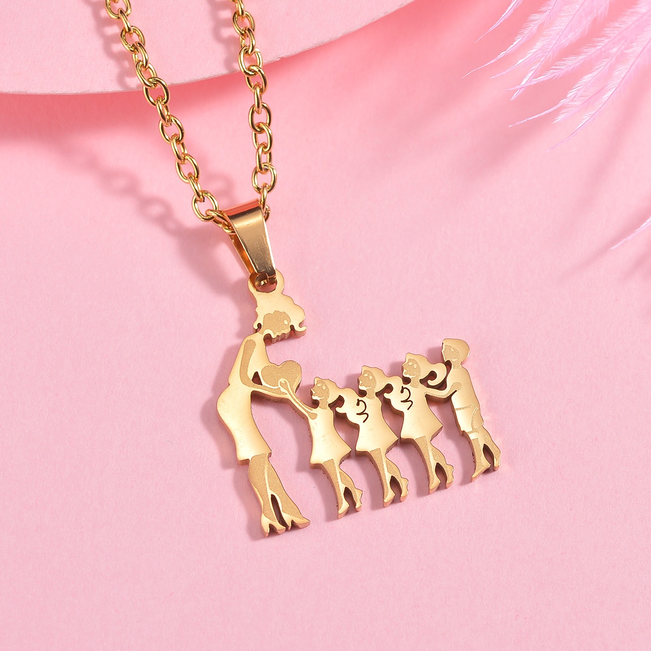 Mothers and Children Family Stainless Steel Necklaces Silver Color Multiples Kids Pendant Necklace Jewelry Mother's Day: PURPLE