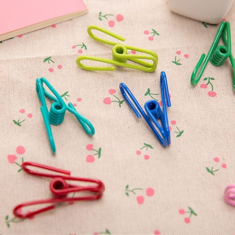 Clips metálicos coloridos multiusos para documentos, bolsa de chips, Clips recubiertos de PVC, 10 Uds.