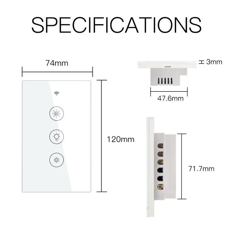 Wifi Smart Light Touch Dimmer Module Eu/Us Wall Panel Smart Leven/Tuya Afstandsbediening Werkt met Alexa Google Thuis: US White