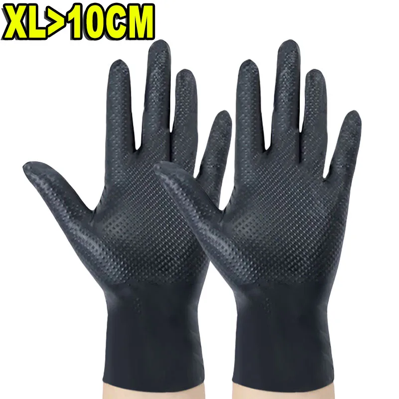 Thick Heavy Duty Nitrile Gloves 8Mil Extra Mechanic Home Garden Disposable Glove with Textured Grip Antislip Safety Work Gloves: XXL / Orange
