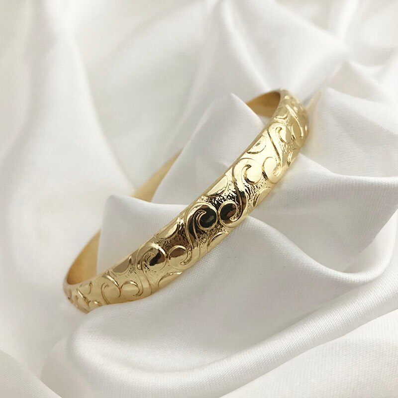 Pulsera de Metal de Dubái para mujer, abalorio de boda marroquí, joyería de muñeca de caftán fino de Color dorado, joyería de personalizada: Color amarillo dorado claro