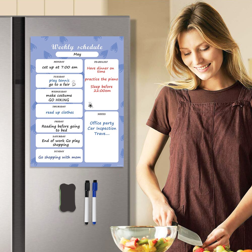 Terminarz tygodniowy tablica magnetyczna kalendarz magnesy na lodówkę rodzina posiłek planista wiadomość z przypomnieniem notatnik szkolne materiały biurowe