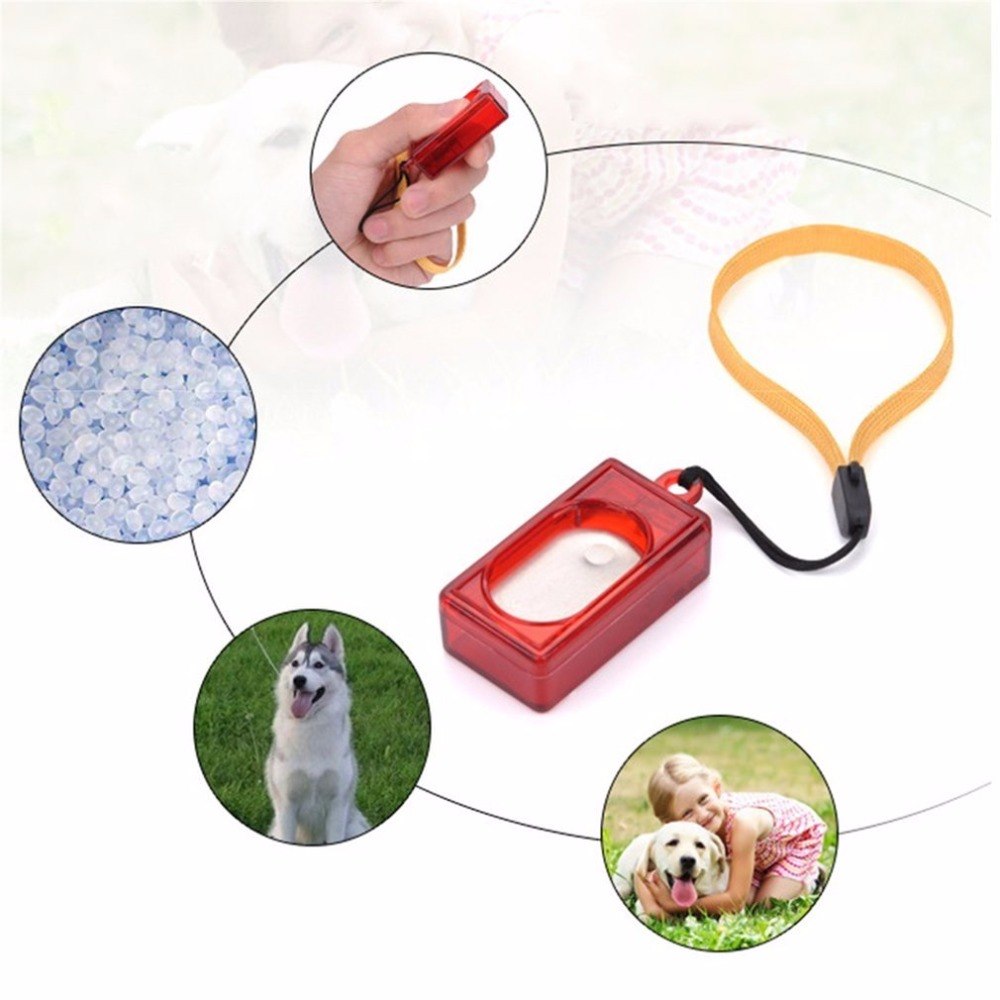 Mini hastet ultralyd hund kæledyr klik clicker træner træner rektangel form plast kæledyr leverancer hjælp håndledsrem