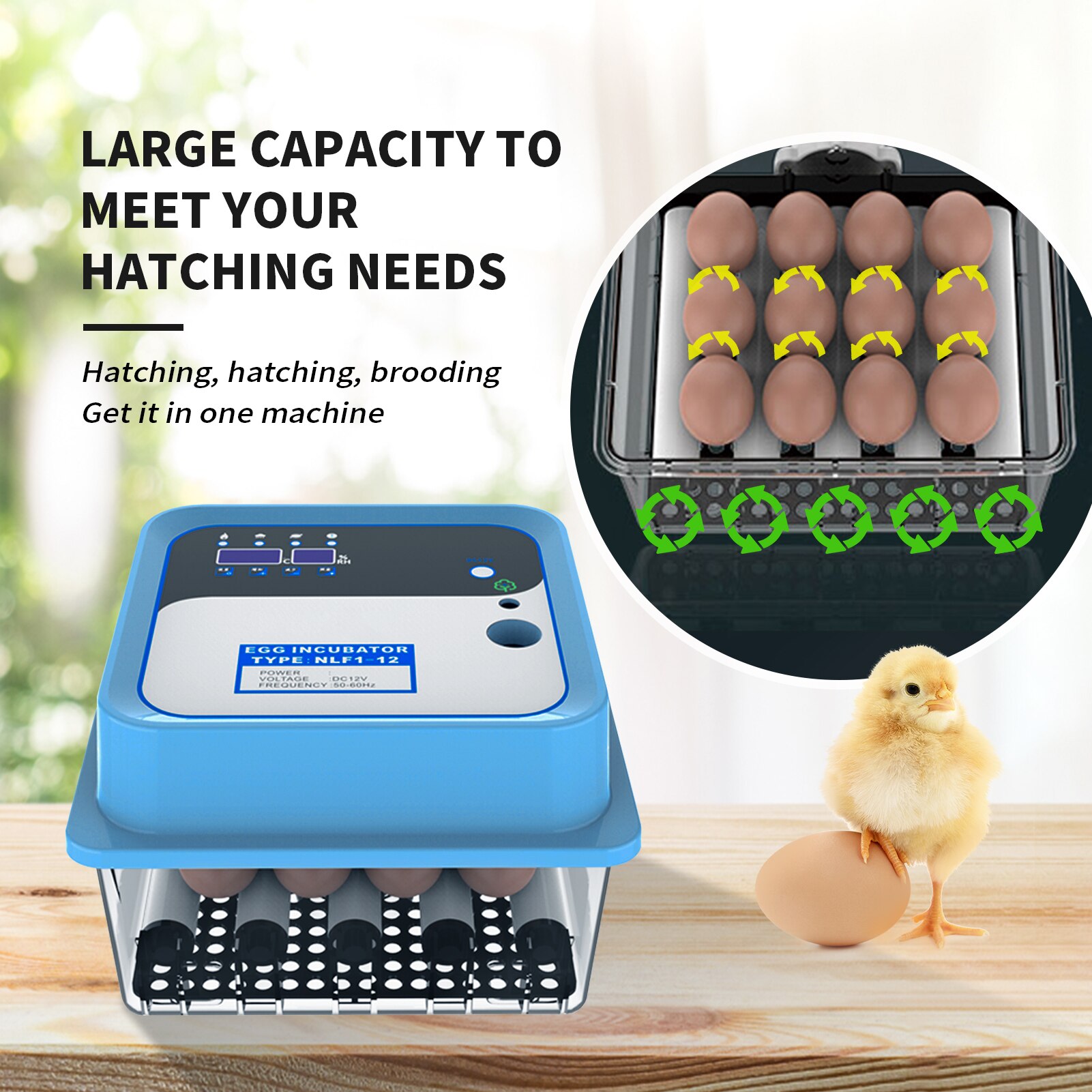 Egg Incubator Fully Automatic Incubator Household Brooder Farm Chicken Bird 12 Eggs Animal Supplies Hatching Machine Poultry
