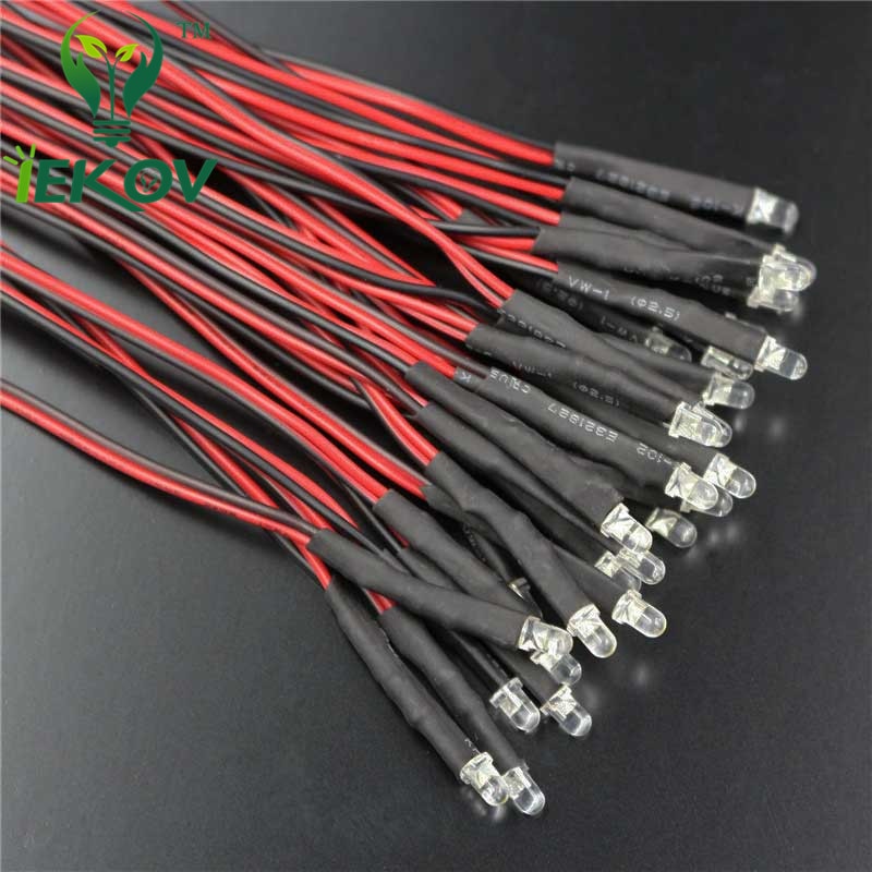 20 stks LED 3mm LED UV Purple DIODE 9-12 v Pre-Wired Weerstand Emitting Diod Ronde DC 20 cm Pre Wired LedS Lamp Licht DIY