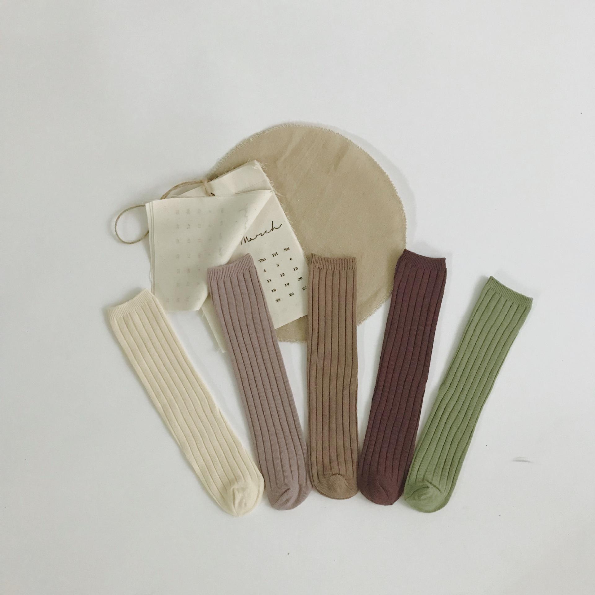 Chaussettes d'été tricotées en coton pour enfants de 5 à 6 ans, de couleur unie, pour bébés filles et garçons en bas âge, accessoires pour vêtements, paires/lot: F175-B