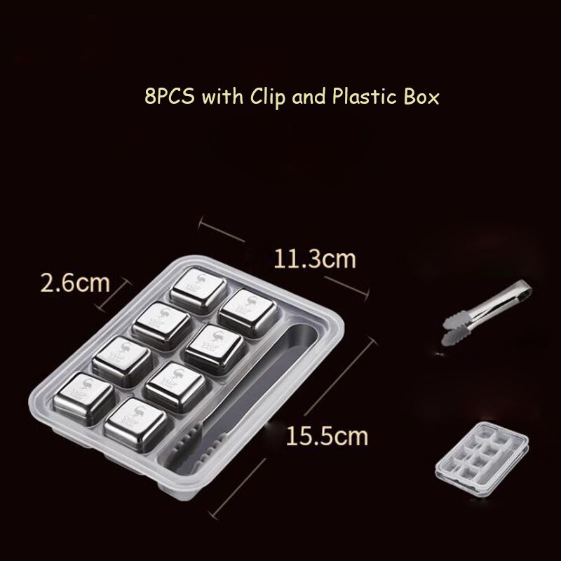 304 Stainless Steel Ice Cubes Reusable Metal Chilling Stones With Whisky Keep Cold for Bar KTV: E