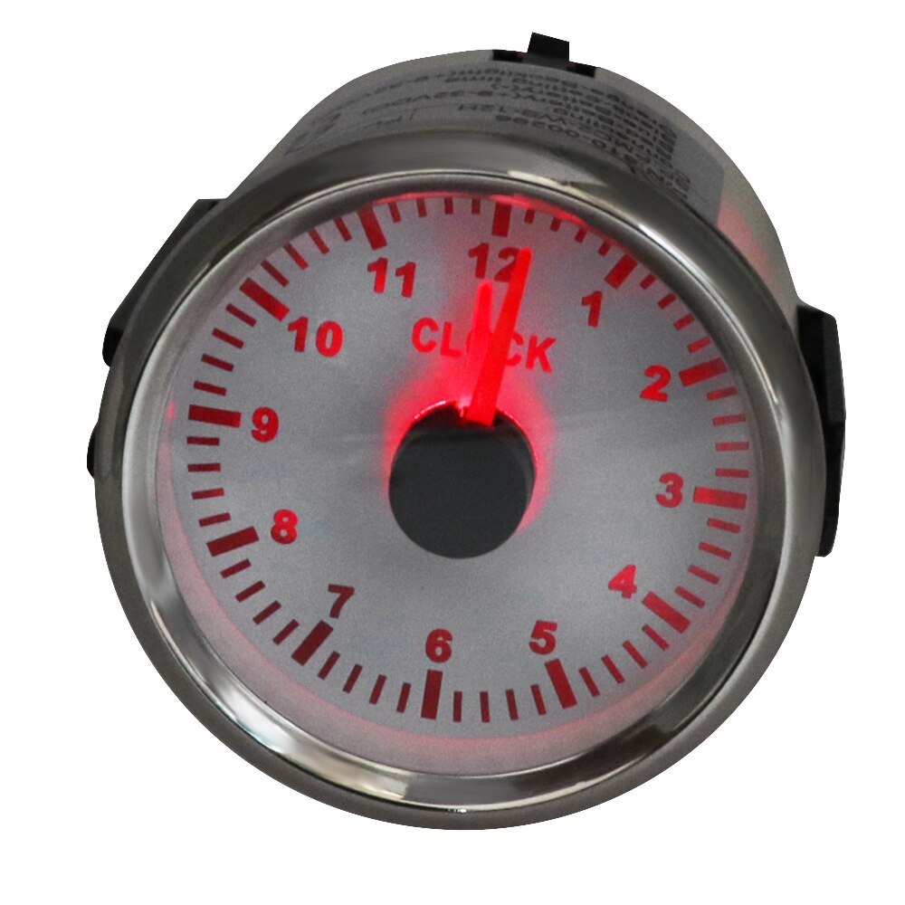 1 stk 52mm tuning bil pointer ure timetællere måler 12- timers format auto båd mekanisk ur måler med rød baggrundsbelysning 9-32v
