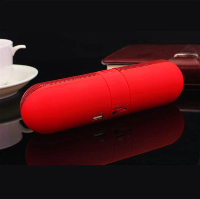Portable Capsule Bluetooth Speaker Wireless HIFI Loud Speaker support TF FM Radio AUX Long Playtime for Beach Party sound bar: red