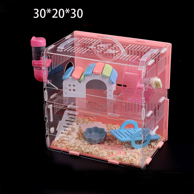 Acrylic Hamster Cage Transparent Double Layer Large Size DIY Guinea Pig Villa Toy Small Pet Rat Nest hedgehog House Accessories: C06