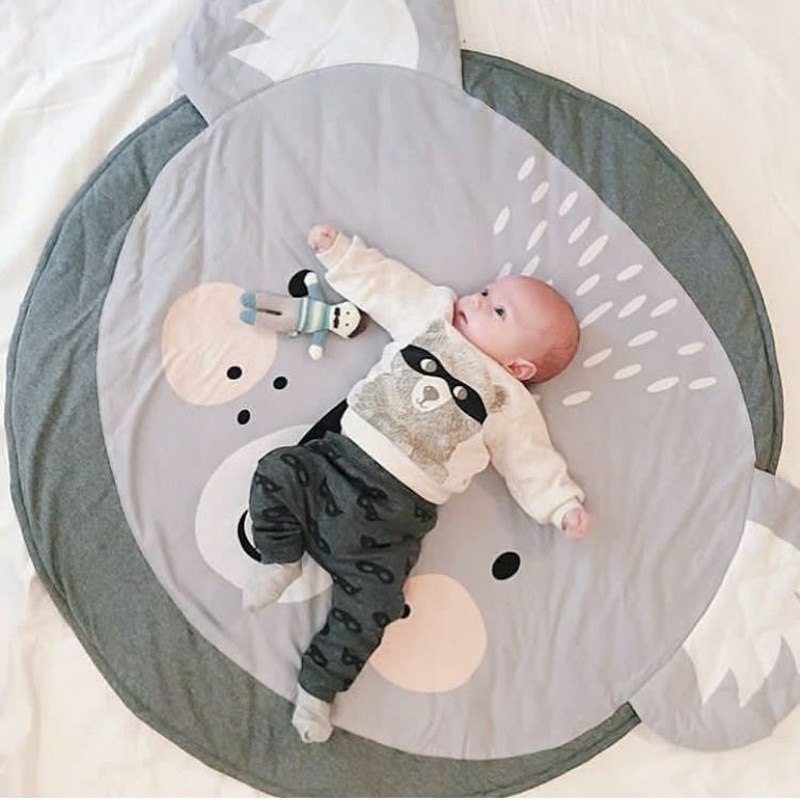 Animal nórdico, esteras de juego acolchadas para bebé, estera de algodón suave para gatear, alfombras de juego para niñas, alfombra redonda para el suelo para la decoración Interior de la habitación de los niños