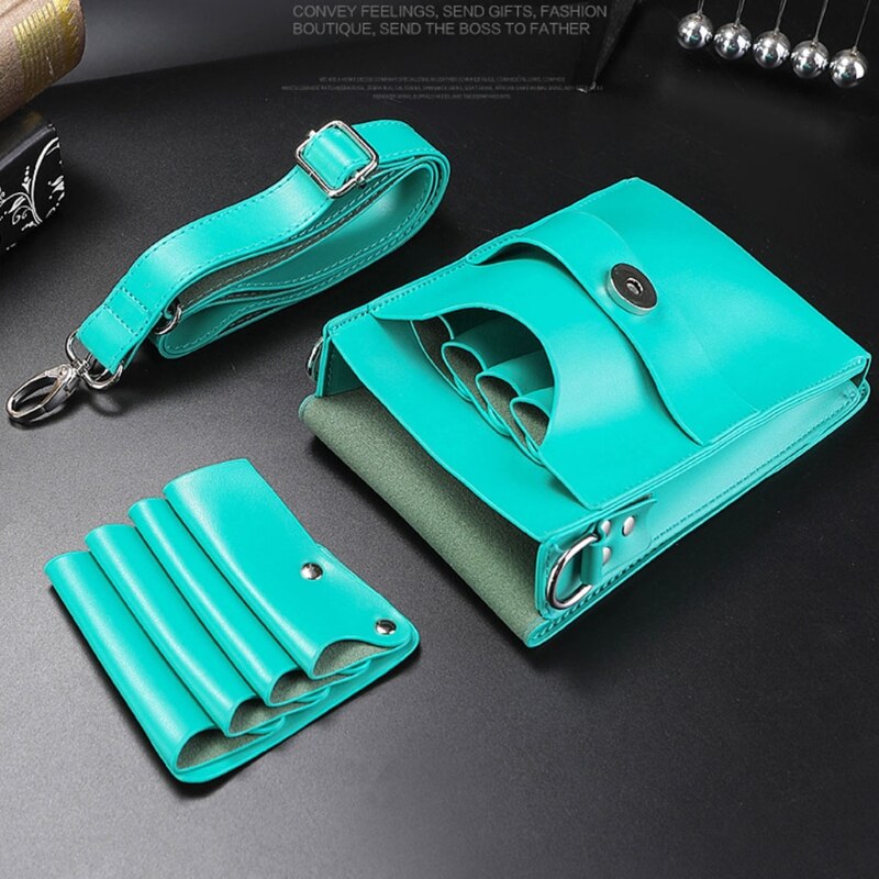 Barber Shop Scissors Bag with Shoulder Strap Portable Faux Leather Hair Comb Holder Pouch Case Waist Pack