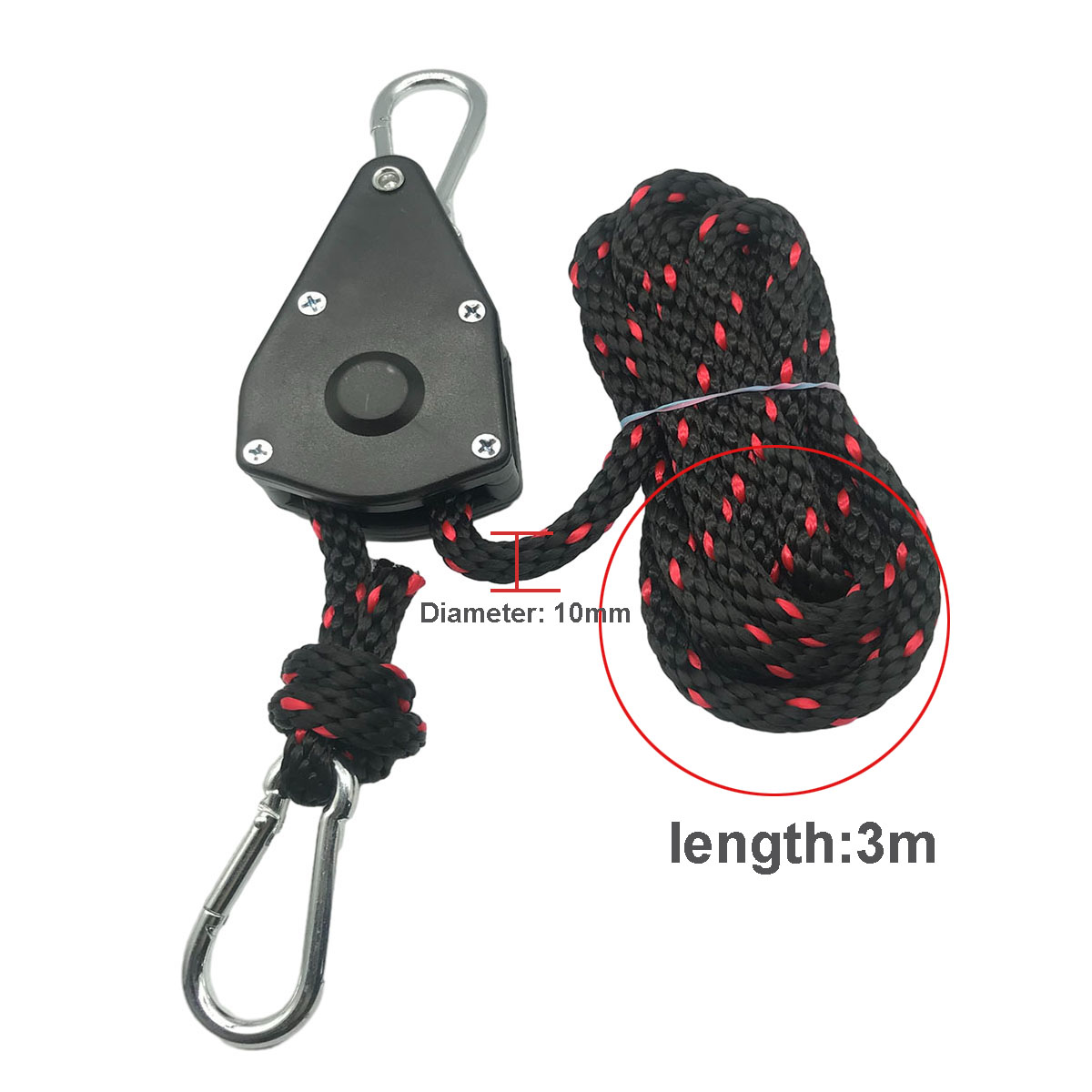 10mm 3/5/10m festetau kraftig tauhenger campingtelt tautrinse skraller kajakk kano båt baug akter