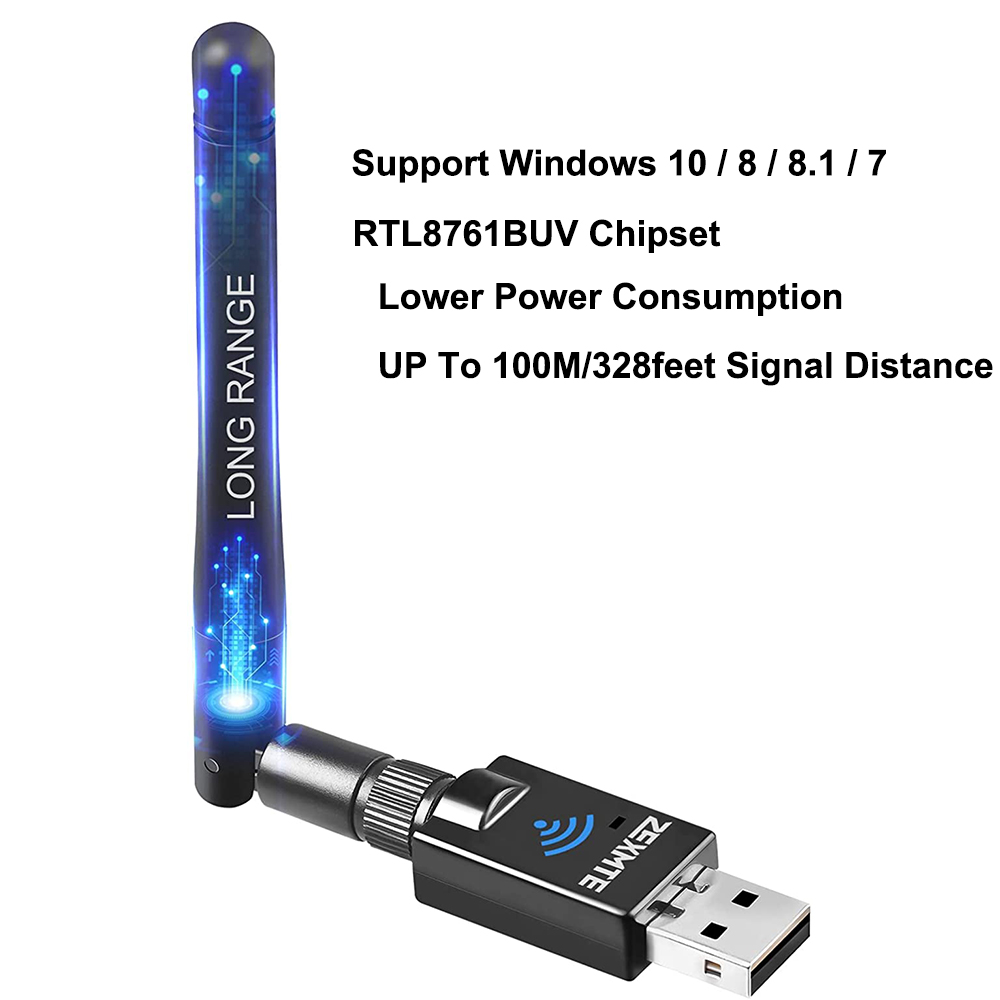 USB Bluetooth 5.3 Adapter for PC Speaker Mouse Music Audio Receiver Transmitter Bluetooth Dongle for 10/8/8.1/7 Rotatable Antenn