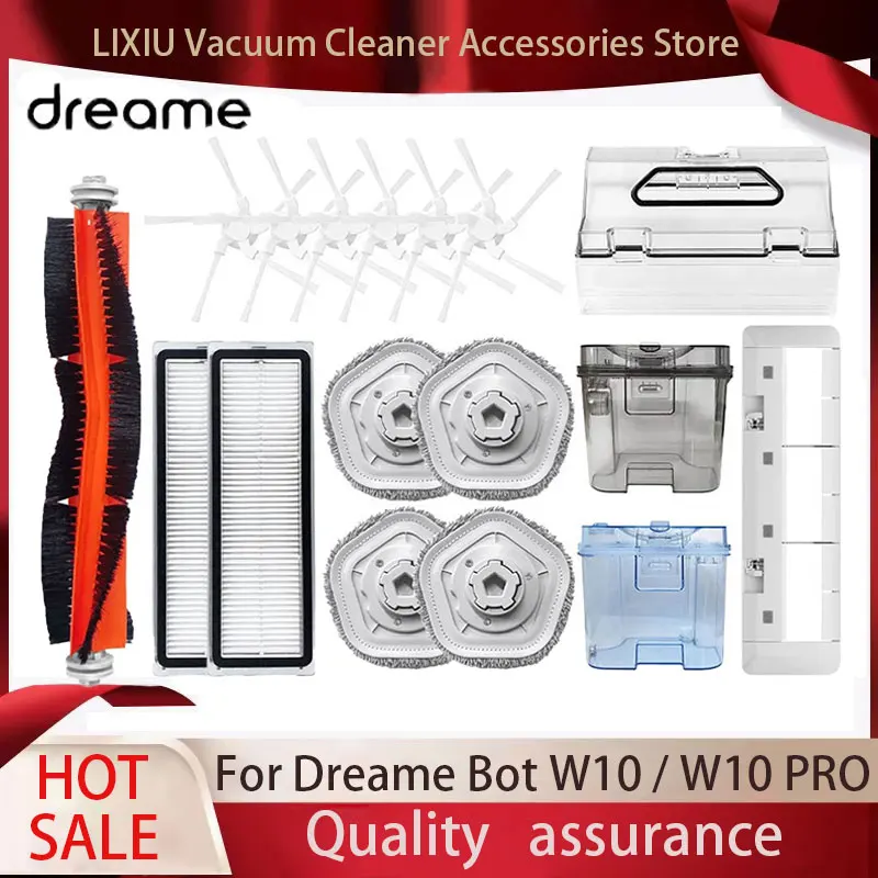 Dreame Bot W10 W10pro Acessórios para aspirador de pó Escova lateral principal Filtro HEPA Mop Pano Pano Peças sobressalentes