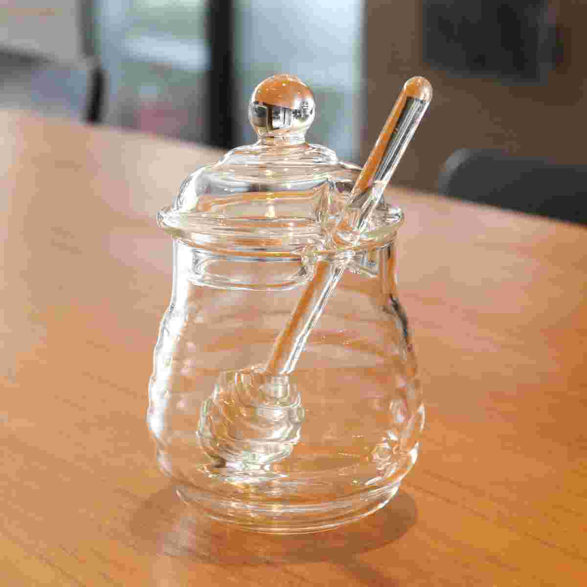 Pot à miel en verre de 250ml, ensemble de bocaux de confiture transparents avec trempette et couvercle pour usage domestique en cuisine