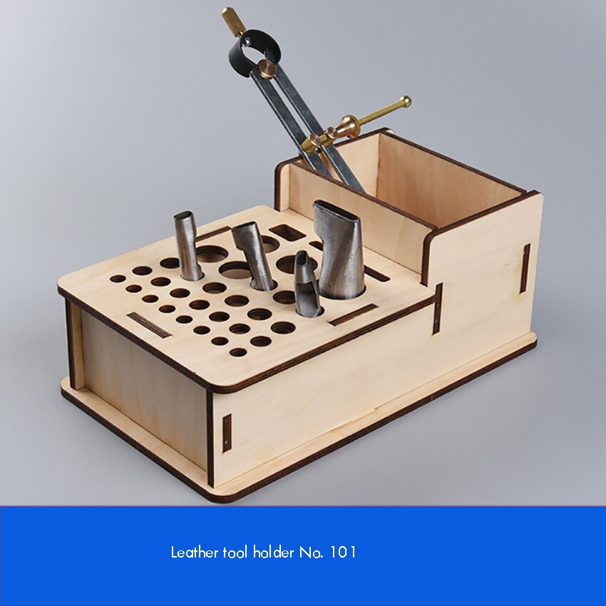 Leathercraft-Soporte de herramientas multifuncionales, organizador de herramientas de madera y cuero, soporte para punzonado, 3 tamaños