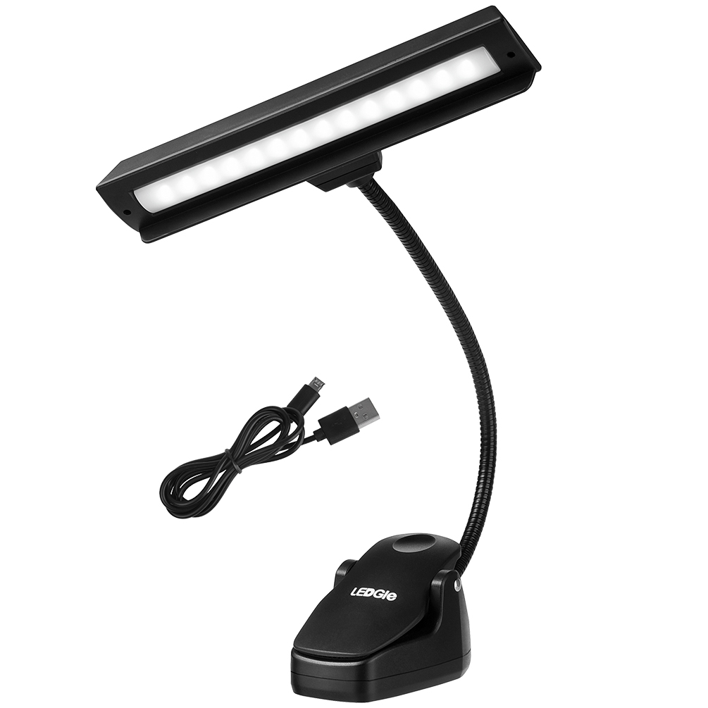 3W Music Stand Light USB Led Leeslamp Compact Clip-on Verlichting met 14LEDs Lampen Flexibele 3 helderheid Modi LED Bureaulampen