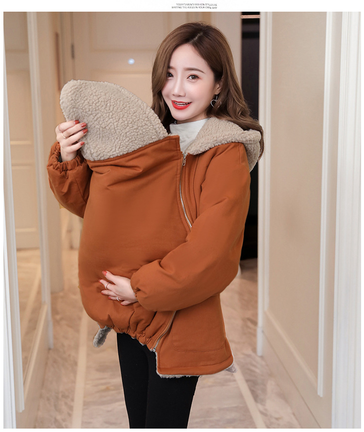 Moederschap Kleding Zwangere Vrouwen Postpartum MomLoose Hooded Casual Voeden Trui Mode Plus Fluwelen Jasje Lange mouwen