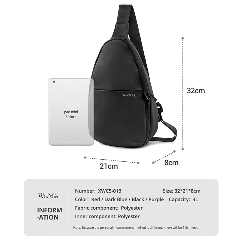 Black Casual Sling Borst Tas voor Mannen Vrouwen Een Enkele Schouder Korte Reis reistas Anti Diefstal Handsfree crossbody tas