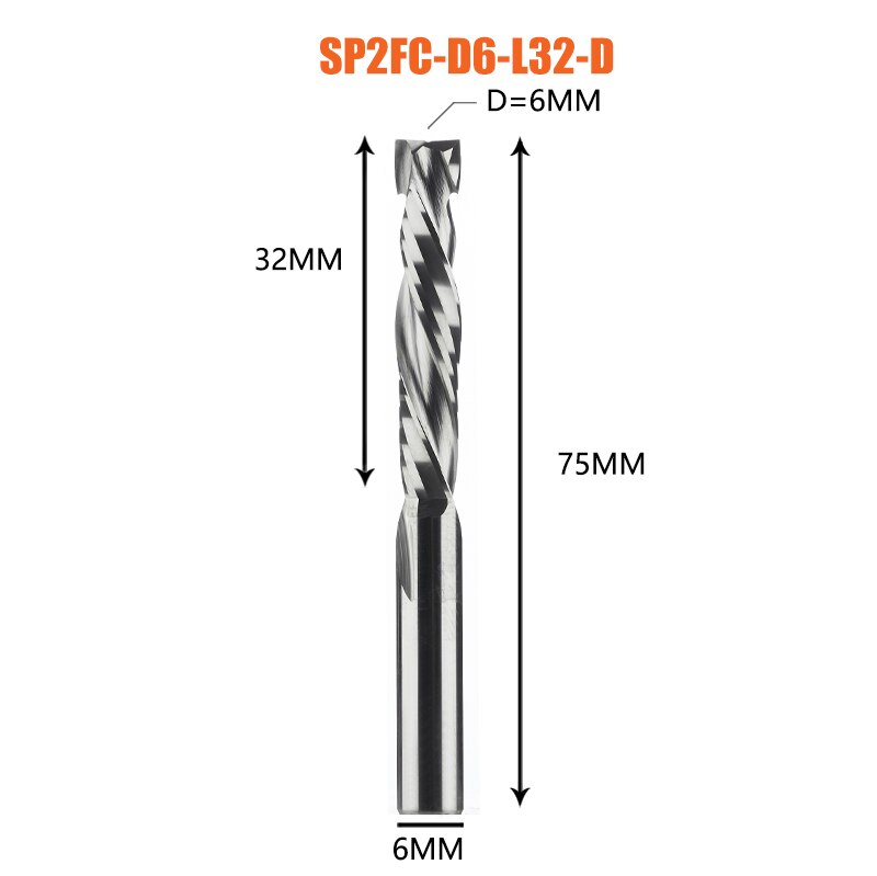 Fresa de compresión para carpintería, corte hacia arriba y hacia abajo, dos flautas, herramienta de fresado de carburo en espiral, enrutador, brocas de corte de fresa de madera: 8,5 mm