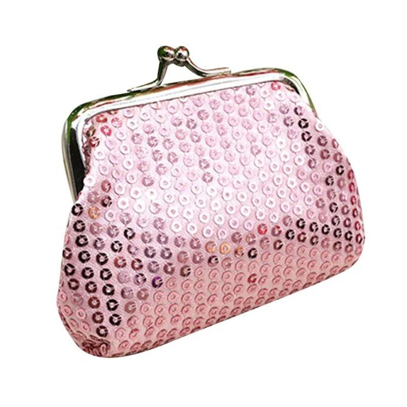 USDH Fashionbag Wallet Small Sequin Wallet Card Holder Coin Purse Clutch Bag csv f6: Pink