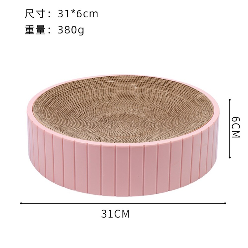 Round Cat Scratcher Grinding Claws Cardboard Corrugated Paper Wear Resistant Scratcher Pad Relaxing Cat Bed Supplies: pink