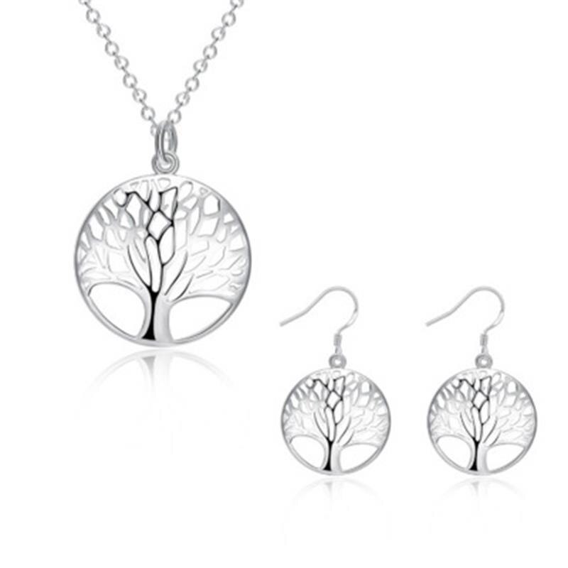 alliage arbre de vie boucle d'oreille pour les femmes ensemble Simple tout-Match métal pendentif Europe et amérique bijoux