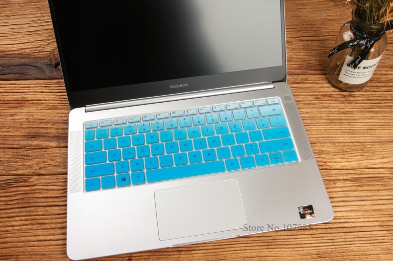 Vaskbart silikone laptop tastatur cover beskytter skin til huawei matebook  d 14 tommer (amd) notebook  d14 w50f w00d 14.0 & #39 ;& #39 ;: Gradvis blå
