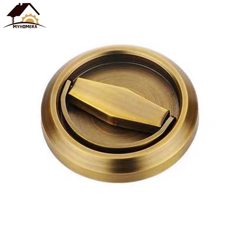 Myhomera Hidden Door Handles Stainless Steel 304 Recessed Invisible Handle Cabinet Pulls Fire Proof Door Disk Room Round Ring: Yellow Bronze