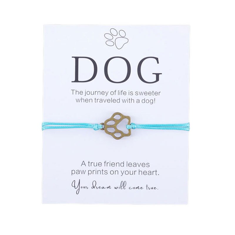 Pulsera de la amistad para él, brazalete con estampado de pata, para amantes de los perros, joyería de deseos, para padres y perros: Brown-Green