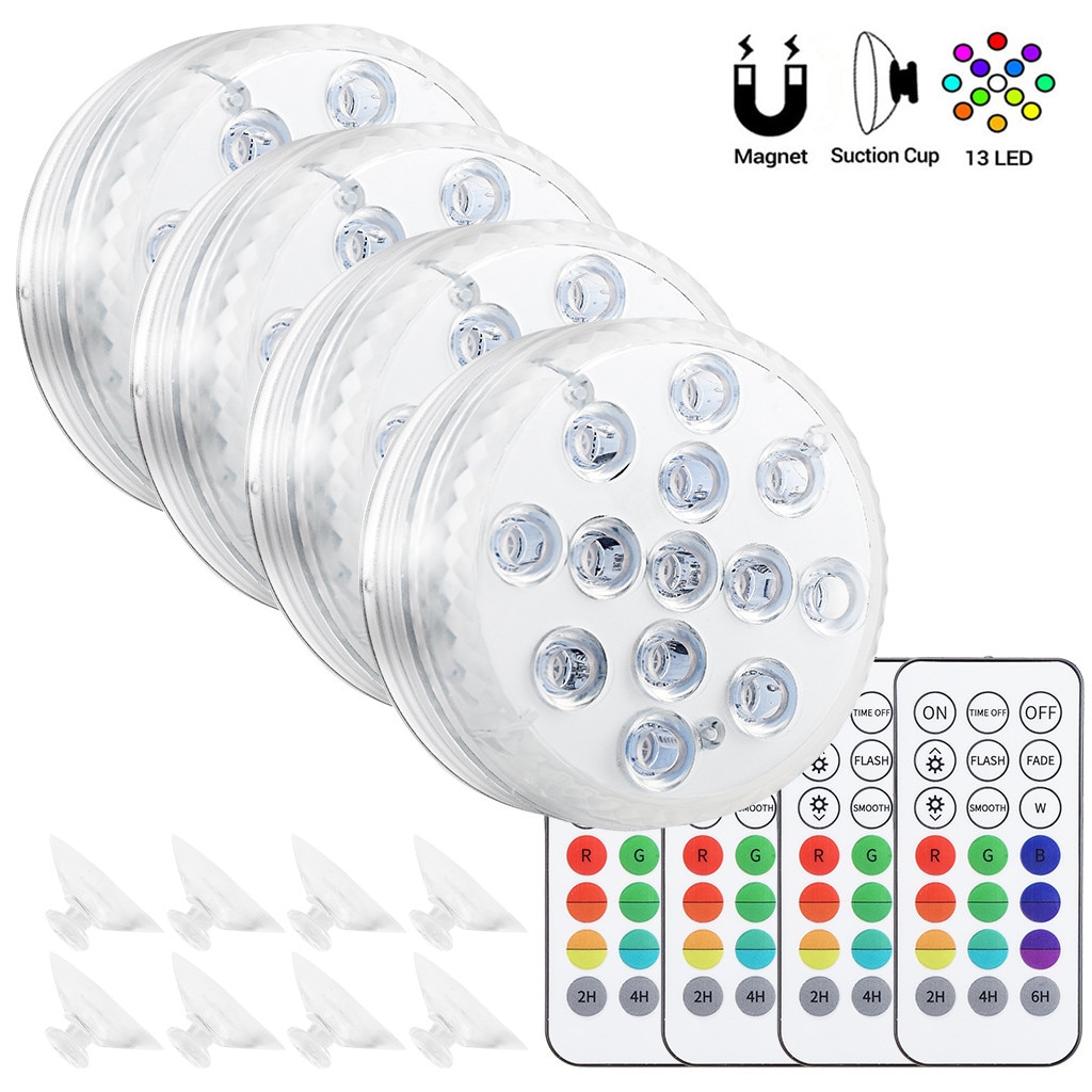 Lampes Solaires Submersibles PChero 3 En 1 RGB - Éclairage étang IP68, Projecteur Jardin/piscine